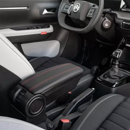 RATI ARMSTER 3 Reposabrazos FIAT GRANDE PANDA 2025-  [negro,cuero vegano,costura roja]